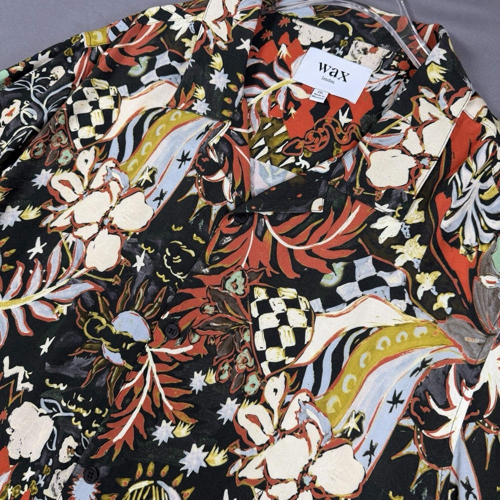 Wax London Didcot Vacation Shirt XXL Hawaiian Psychedelic Floral Camp Collar